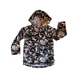 Flapdoodles hoodie size 4T Black and white camo look with bikes in the print